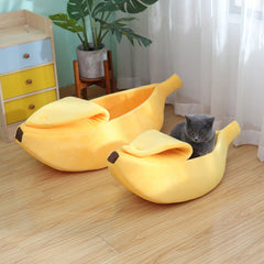 Banana Cat Bed House Funny Cute Cozy Pet Cat Nest Warm Comfort Soft Plush Washable Deep Sleeping Banana Bed For Cats Kitten 1 PC