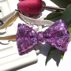 1PC Pet Sequins Bowknot Collars For Small Dog Cats Adjustable Strap Bow Leash Red PInk Safety Buckle Bow Tie Pets Accessories