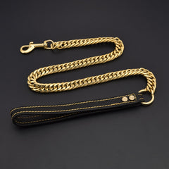 Pet Chain Dog Collar Leash 17mm Gold Stainless Steel Necklace French Bulldog Pitbull Collar Strap Dropshipping Pet Suppliers