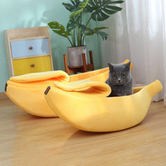 Banana Cat Bed House Funny Cute Cozy Pet Cat Nest Warm Comfort Soft Plush Washable Deep Sleeping Banana Bed For Cats Kitten 1 PC