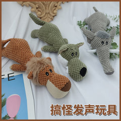 New Cartoon Animal Squeak Dog Toy Puppy Cat Plush Chewing Toy Tooth Cleaning Interactive Sound Toy Puppy Teddy Chihuahua