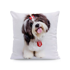 Wholesales High Quality Backrest Cushion Cute Shih Tzu Dog White 45×45 Cm Velvet Decorativas Throw Pillow Cover Room Decor