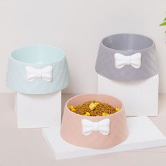 Pet Dog Food Bowls Lovely Bowknot Puppy Feeder Dish Bowl Diamond Pattern Bow Cat Bowl for Water Sweet Princess Pet Feeding Bowls