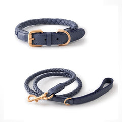 Dog Tow Rope Dog Collar PU Leather Woven Adjustable Dog Harness Medium Large Dog Collar Cat Collar  Pet Supplies Dog Collar