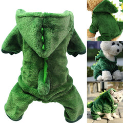 Dog clothes Cat clothes Cute green dinosaur turned into pet clothes
