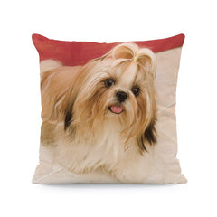 Wholesales High Quality Backrest Cushion Cute Shih Tzu Dog White 45×45 Cm Velvet Decorativas Throw Pillow Cover Room Decor