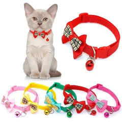 Adjustable Pets Cat Dog Collars Cute Bow Tie With Bell Pendant Necklace Fashion Necktie Safety Buckle Pet Clothing Accessoreis