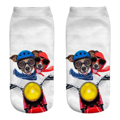 New 3D Printed Cool Funny Cosplay Happy Dog Short Socks Casro Shepherd Bulldog Chihuahua Shiba Inu Pomeranian Poodle