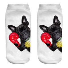 New 3D Printed Cool Funny Cosplay Happy Dog Short Socks Casro Shepherd Bulldog Chihuahua Shiba Inu Pomeranian Poodle
