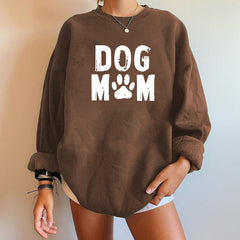 Dog Mom Print Women Sweatshirts Drop-shoulder Pullovers Autumn Winter Sweatshirt Streetwear Harajuku Tops Women Clothes 2021