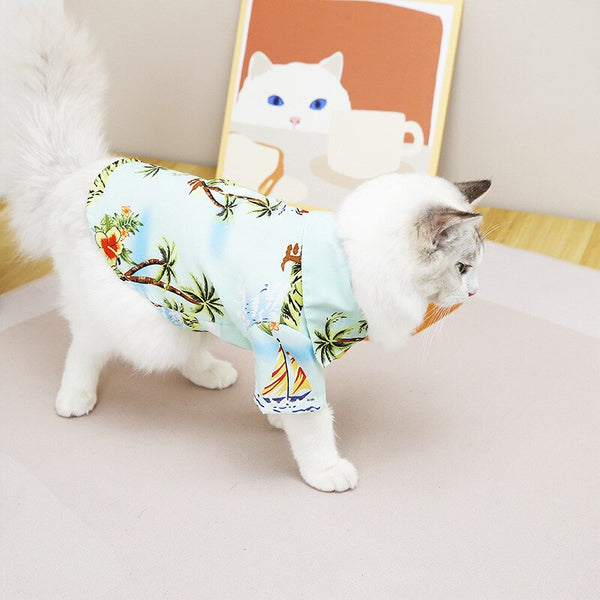 Summer Dog Clothes Cool Beach Hawaiian Style Dog Cat Shirt Short Sleeve Coconut Tree Printing 2022 New Fashion Gift For Pet