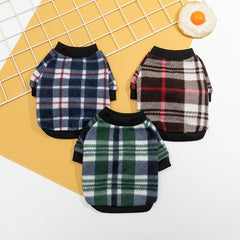 Winter Warm Fleece Pet Clothes Plaid Printed Pet Coat Puppy Dogs Shirt Jacket Bulldog Pullover  Dog Clothing Pet Outfit Costume