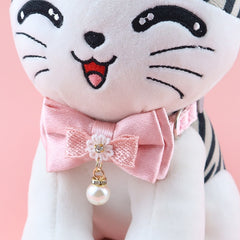 Puppy collar necklace pet cat collar bow tie dog necklace Lace large bow Detachable pearl separation kitten pet accessories