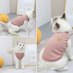 Bear Vest Pet Dog Clothes Cat Solid T-shirt Clothing Dogs Thin Small Fashion Chihuahua Cotton Summer Kedi Katten Cat Costume Pug